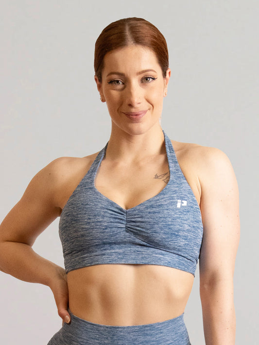 brassière de sport bleu de face