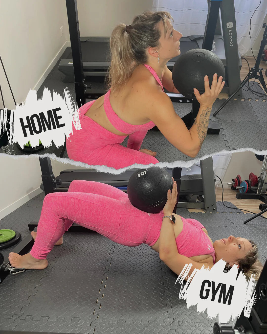 Aurore en exercice de musculation home gym Image