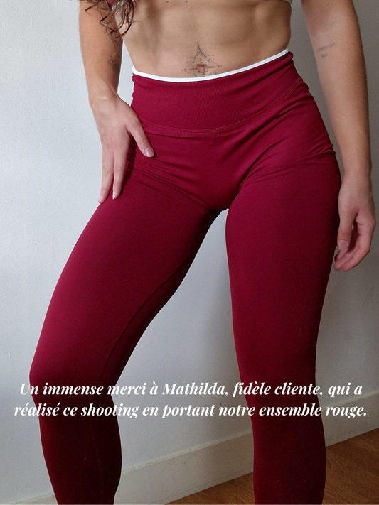Legging Ventre-Plat Rouge Bordeaux | Push-up