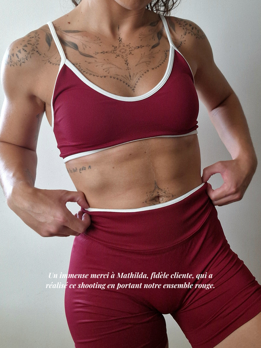 Brassière De Sport ROUGE BORDEAUX - Maintient Réglables