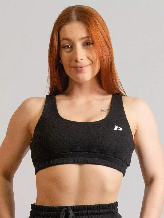 brassière de sport noir comfort de face 