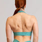 brassière de sport bleu turquoise pour femme de dos