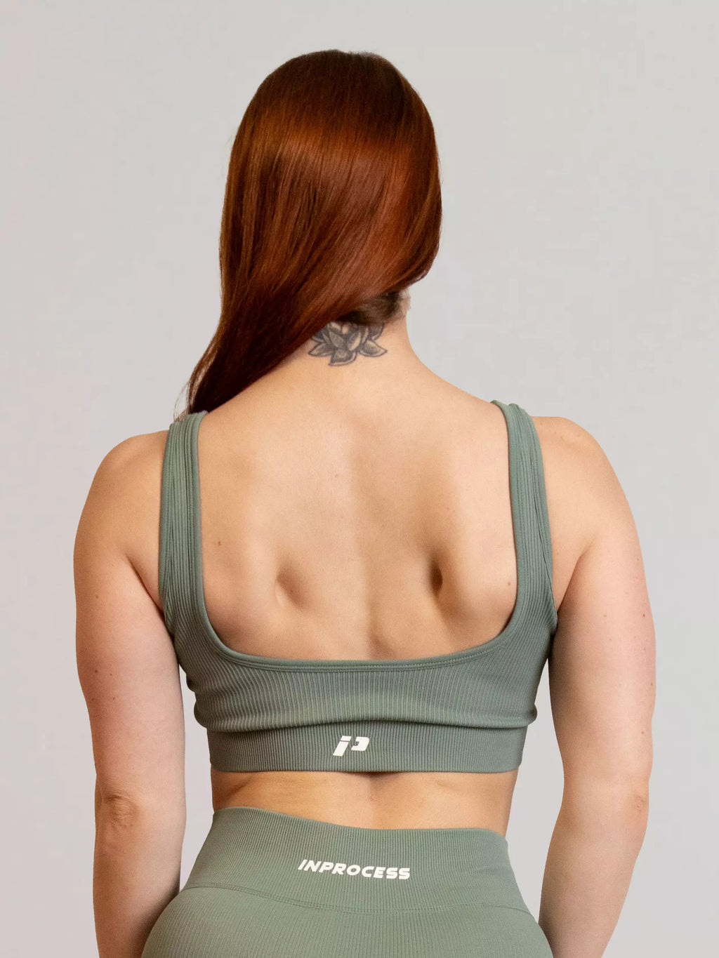 Brassière de sport cotelé RIB bleu cadet de dos