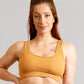 Brassière de sport cotelé Rib moutarde de face 