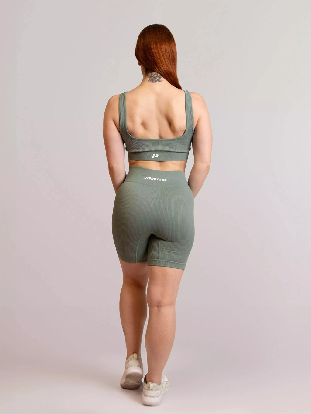 Ensemble de sport short cotelé RIB bleu cadet de dos 