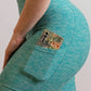 legging de sport bleu turquoise pour femme zoom sur la poche