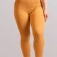 Legging de sport cotelé RIB moutarde de face 